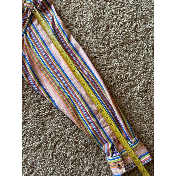 Robert Graham Bright Multi Colored Vertical Striped XL Button Down Dress Shirt - Picture 9 of 9